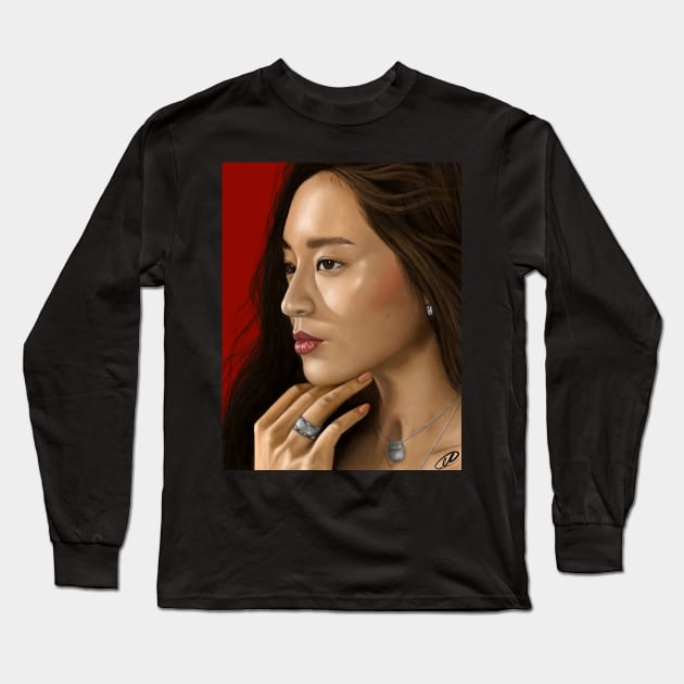 Realistic portrait of Krystal Jung Long Sleeve T-Shirt by dangerbeforeyou